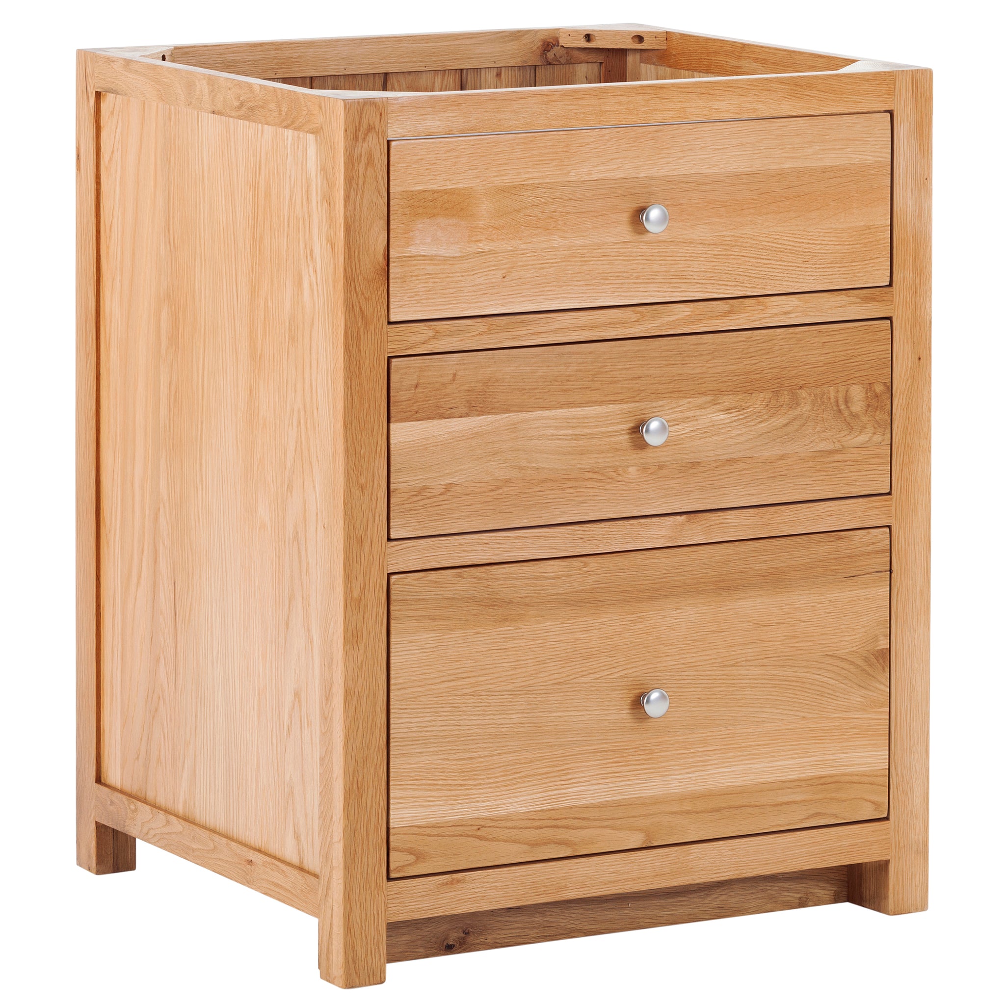 3 Drawer Cabinet with Extra Large Bottom Drawer in Oak