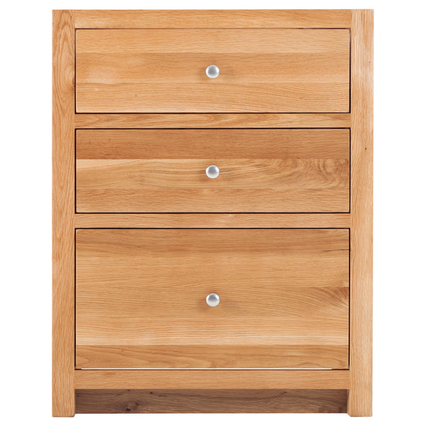 3 Drawer Cabinet with Extra Large Bottom Drawer in Oak