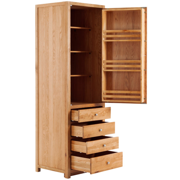 Oak Full Height Larder with 4 Drawers (Hinges on the RHS)