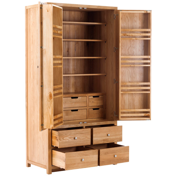 Oak Full Height Larder Extra Large with 4 Drawers