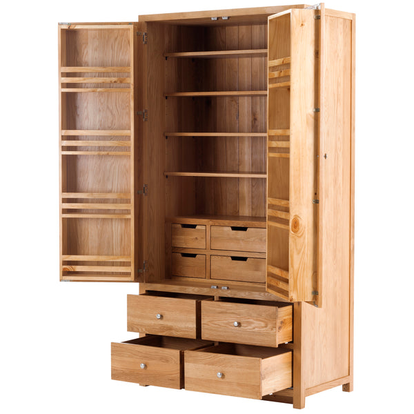 Oak Full Height Larder Extra Large with 4 Drawers