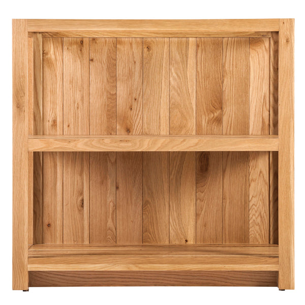 Large Open Slatted Oak Shelf Cabinet with Back Panel