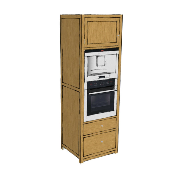 Tall Oak Oven and Compact Appliance Cabinet